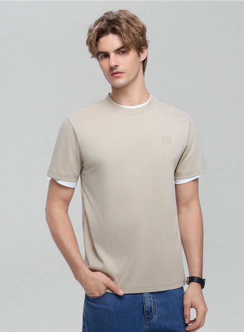 GIORDANO Men's Slim Fit Liquid Touch Cotton Crew Neck Tee - Image 1